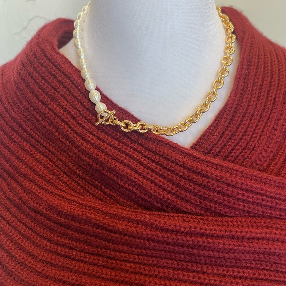 BaubleBar Sugarfix gold and pearl costume necklace gold/white - Picture 1 of 8